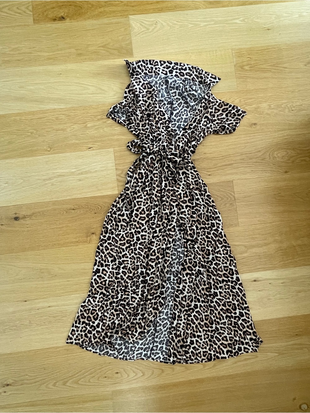 Leopard Print Wrap Dress Buttoned Front